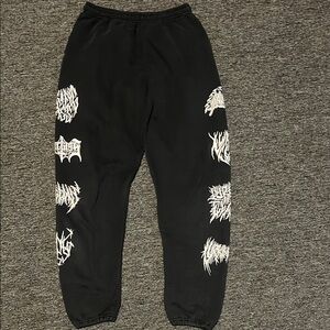 Black Joggers with White Graphic Print